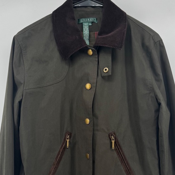Lauren Ralph Lauren Jackets & Blazers - Lauren Ralph Lauren Women's M Green Chore Jacket Corduroy Collar Plaid Lining